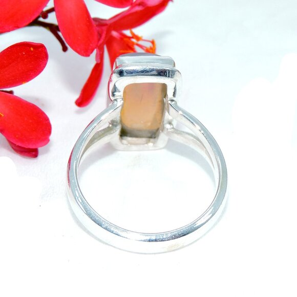 Ethiopian opal Gemstone Ring, Opal 925 Sterling Silver Ring, Natural Opal Ring - Picture 5 of 6
